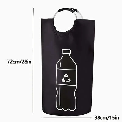 Large Capacity Empty Bottle Storage Basket with Aluminum Handle 82L Wastewater Bottle Collector Bag Folding Recycling Bin